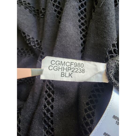 Calvin Klein Swimwear Dress Womens L XL Black Mesh Stripe Sheer Beach Cover Up - Picture 11 of 15